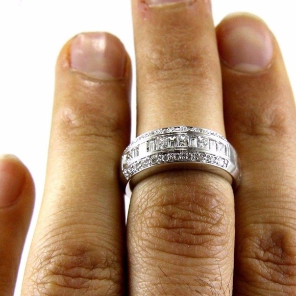 Princess Diamond Ring Band w/Accents 14k WG .90Ct